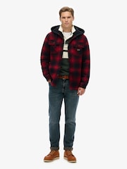 Superdry Red Surplus Hooded Check Shirt - Image 3 of 6