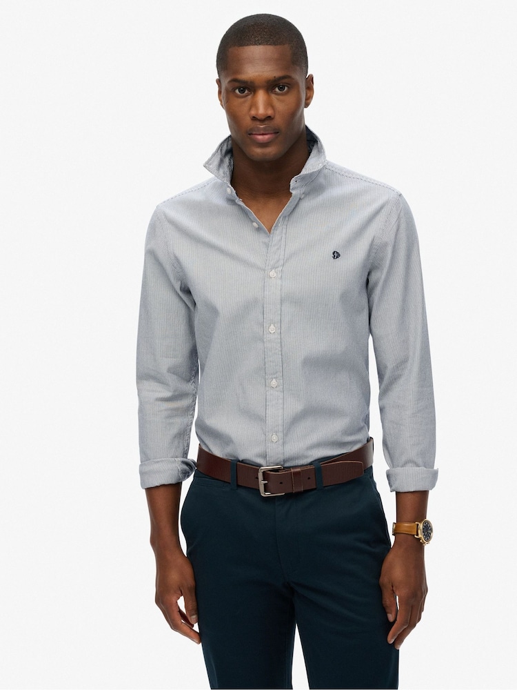 Superdry Blue Classic Oxford Long Sleeve Shirt - Image 1 of 5