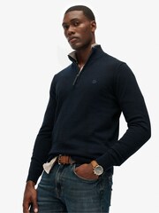 Superdry Blue Essentials Cotton Half Zip Jumper - Image 2 of 6