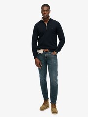 Superdry Blue Essentials Cotton Half Zip Jumper - Image 3 of 6