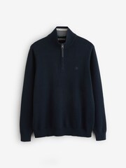 Superdry Blue Essentials Cotton Half Zip Jumper - Image 5 of 6