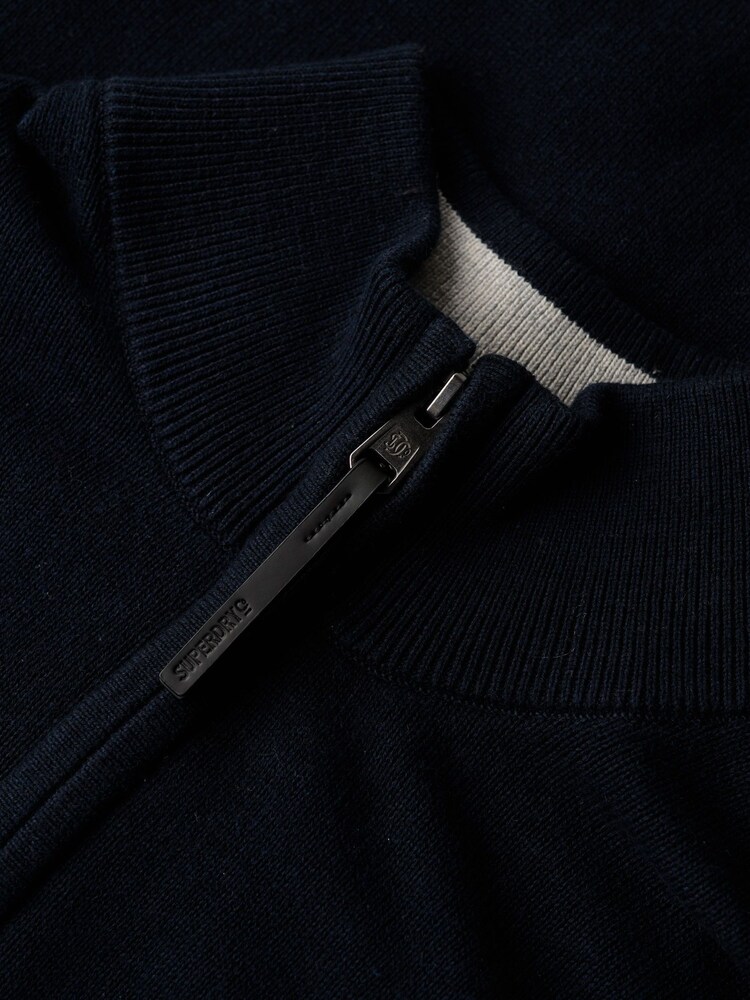 Superdry Blue Essentials Cotton Half Zip Jumper - Image 6 of 6