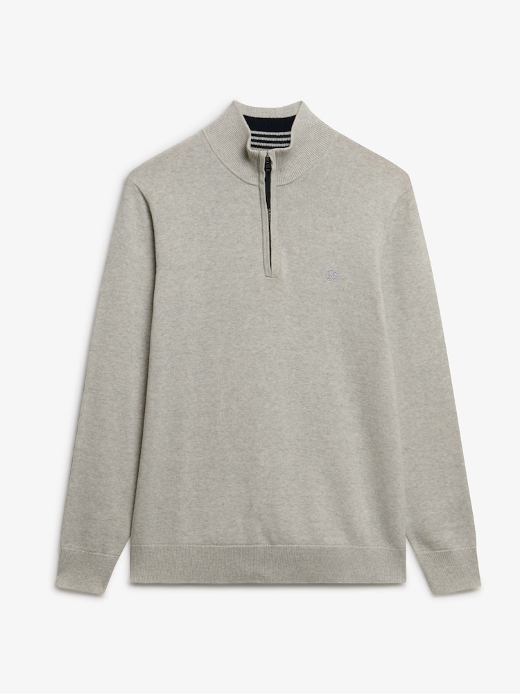 Luz cinzenta - Suéter Superdry Essentials cotton Meio Zíper - Imagem 1 de 1