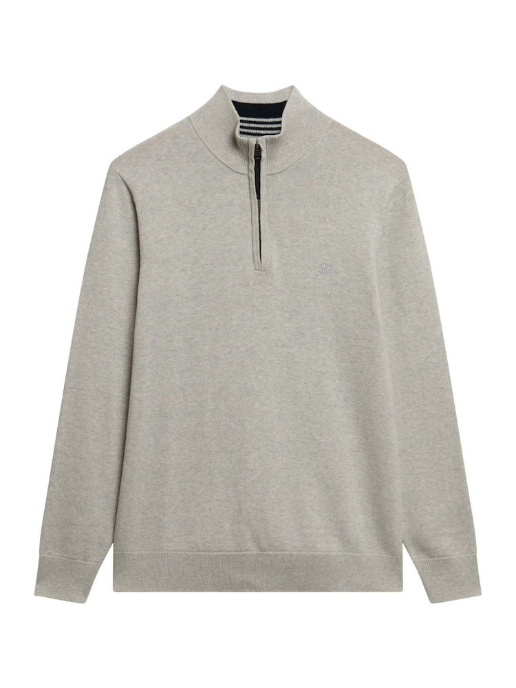 Luz cinzenta - Suéter Superdry Essentials cotton Meio Zíper - Imagem 5 de 5