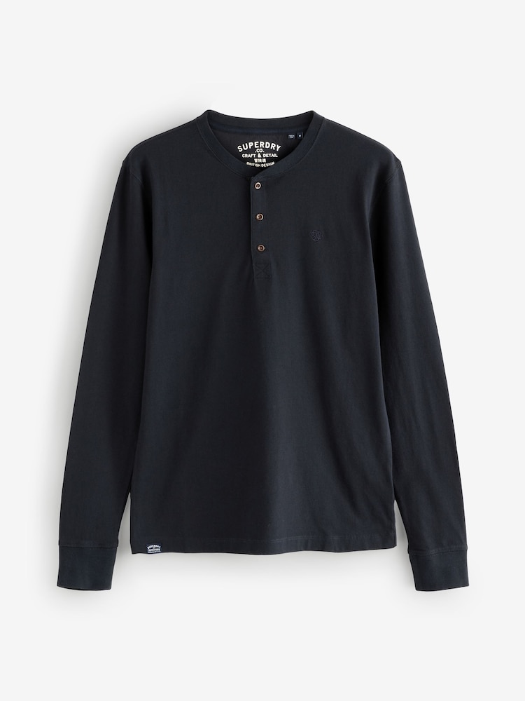 Superdry Blue Classic Essential Grandad T-Shirt - Image 1 of 1