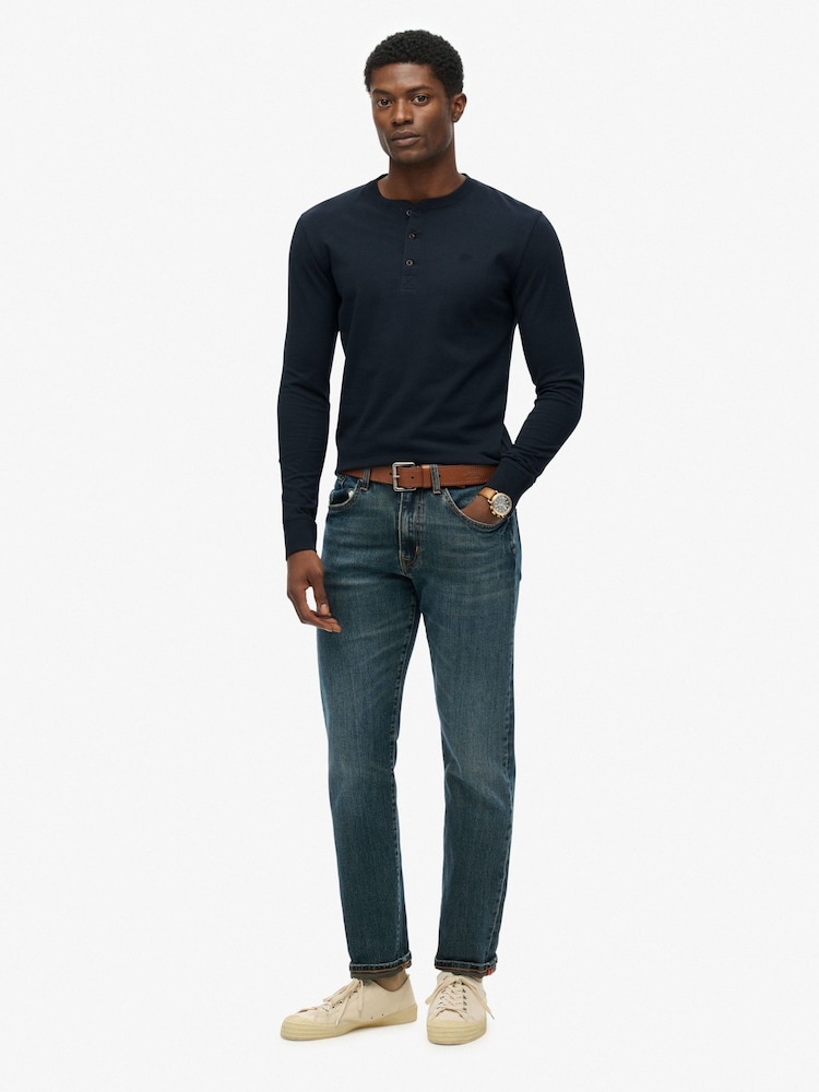 Superdry Blue Classic Essential Grandad T-Shirt - Image 2 of 5