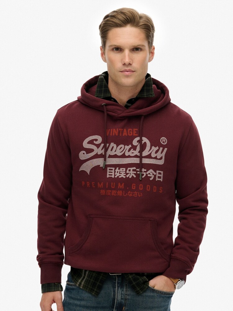 Superdry Red Vintage Logo Duo Classic Hoodie - Image 1 of 6
