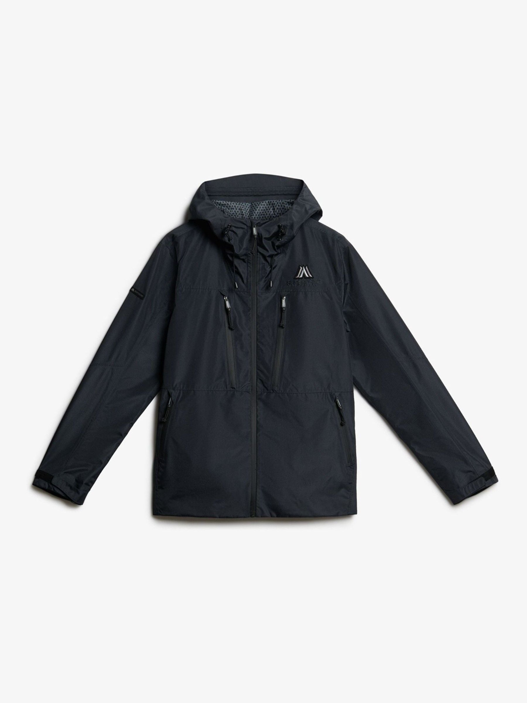 Buy Superdry Blue Grey Graphite Waterproof Hooded Logo Jacket from