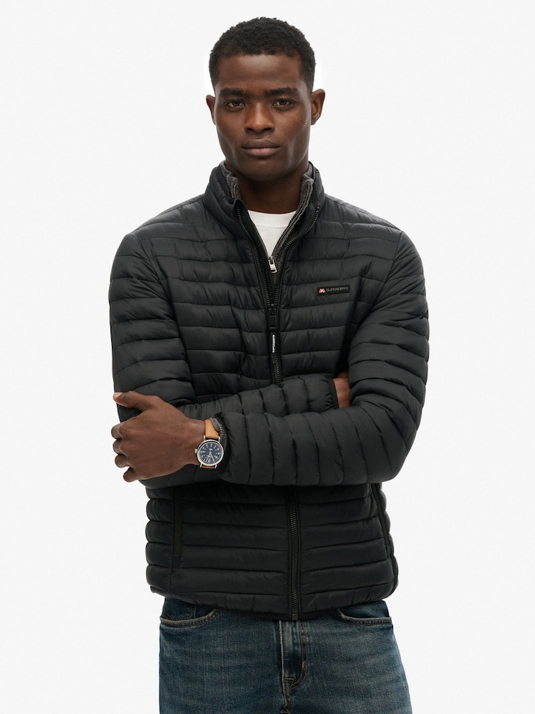Superdry Black Fuji Lite Padded Jacket - Image 1 of 6 Superdry Black Fuji Lite Padded Jacket - Image 1 of 6
