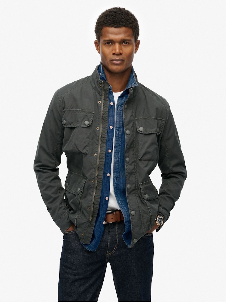 Superdry Black Estate 4 Pocket Jacket - Image 1 of 6