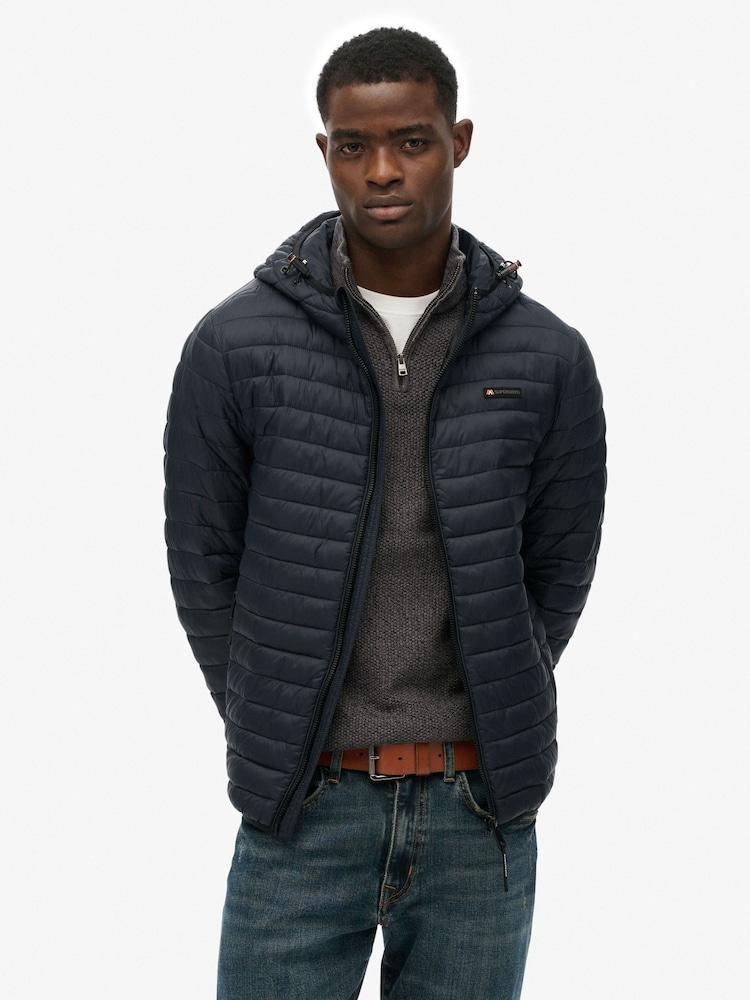 Superdry Blue Hooded Fuji Lite Jacket - Image 1 of 7 Superdry Blue Hooded Fuji Lite Jacket - Image 1 of 7