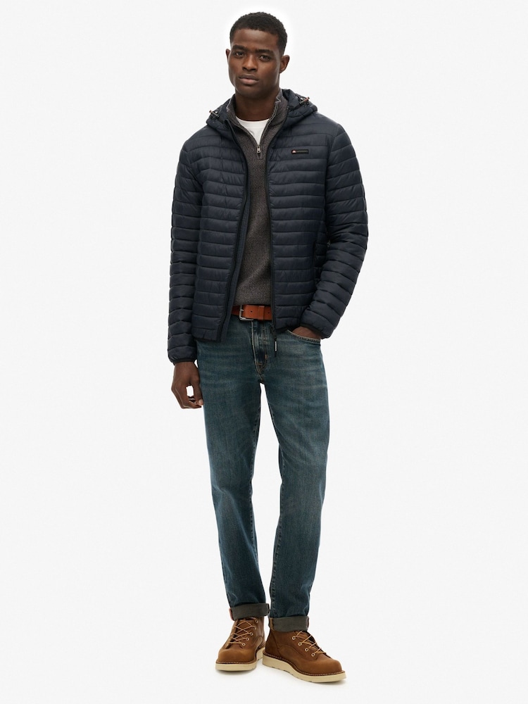 Superdry Blue Hooded Fuji Lite Jacket - Image 2 of 7 Superdry Blue Hooded Fuji Lite Jacket - Image 2 of 7
