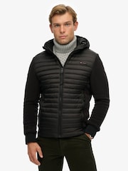Superdry Black Hood Storm Fleece Hybrid Jacket - Image 1 of 6