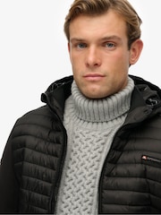 Superdry Black Hood Storm Fleece Hybrid Jacket - Image 3 of 6