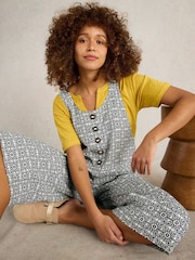 White Stuff Blue Viola Linen Dungarees - Image 4 of 6