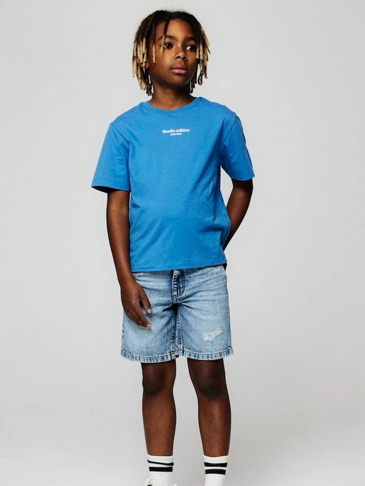 Name It Blue Loose Fit Distressed Denim Shorts - Image 2 of 5 Name It Blue Loose Fit Distressed Denim Shorts - Image 2 of 5