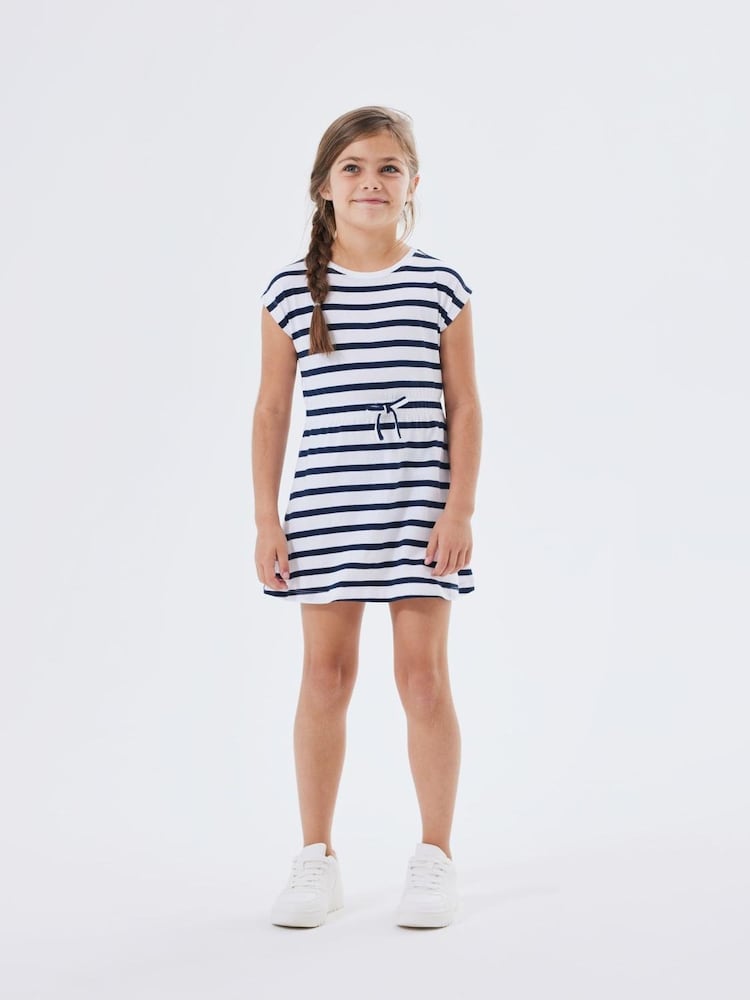 Name It Blue Jersey Striped Short Sleeve Dress - Image 1 of 3