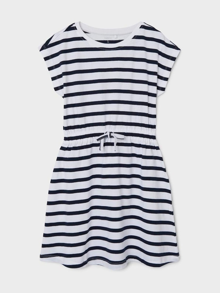 Name It Blue Jersey Striped Short Sleeve Dress - Image 2 of 3