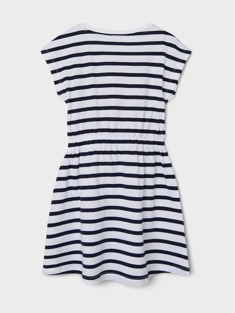 Name It Blue Jersey Striped Short Sleeve Dress - Image 3 of 3