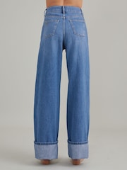 Nobody's Child Blue Denim Wide Leg Turn Up Jeans - Image 2 of 6
