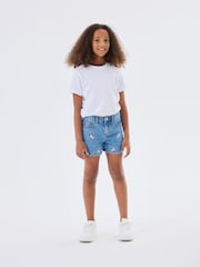 Name It Blue Floral Embroidered Denim Shorts - Image 1 of 4