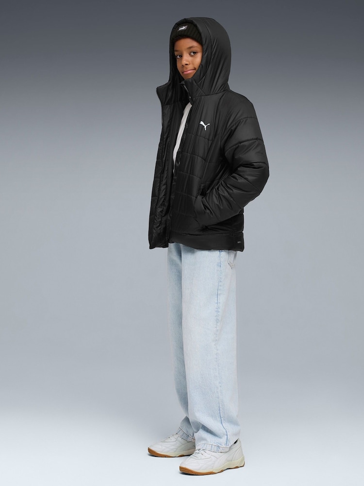Puma Black Essential Hooded Padded Jacket - Image 1 of 4 Puma Black Essential Hooded Padded Jacket - Image 1 of 4