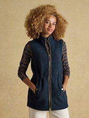 Joules Heritage Navy Longline Fleece Gilet - Image 1 of 10