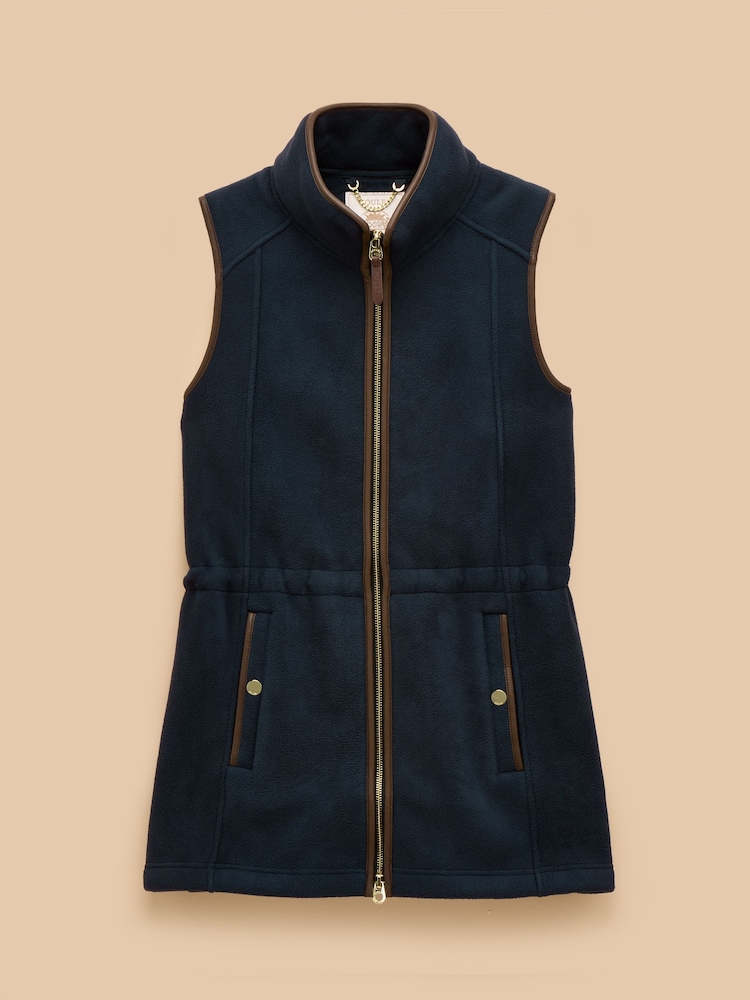 Joules Heritage Navy Longline Fleece Gilet - Image 10 of 10