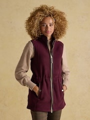 Joules Heritage Red Longline Fleece Gilet - Image 1 of 11