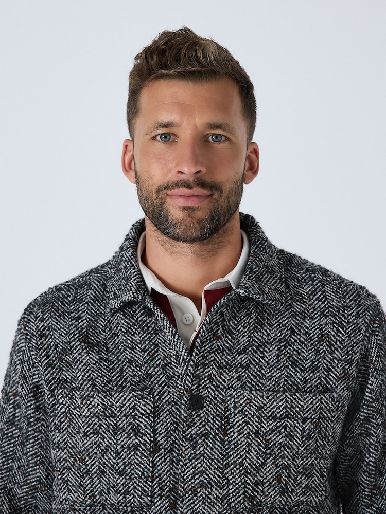 Black/White Herringbone Check Shacket - Image 1 of 11 Black/White Herringbone Check Shacket - Image 1 of 11