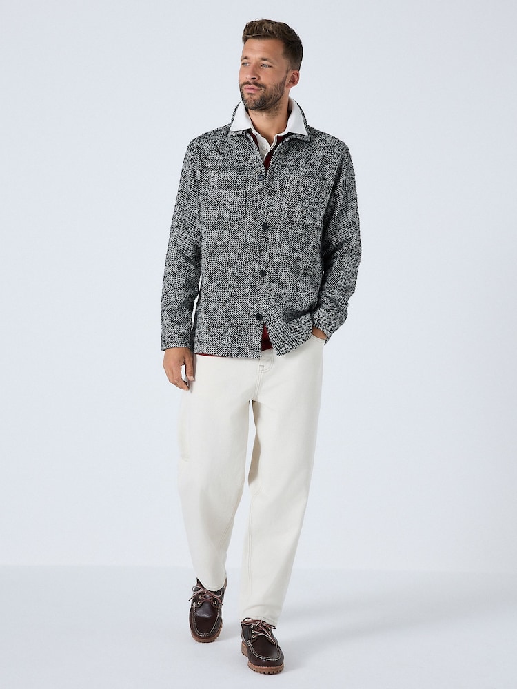 Black/White Herringbone Check Shacket - Image 2 of 11 Black/White Herringbone Check Shacket - Image 2 of 11