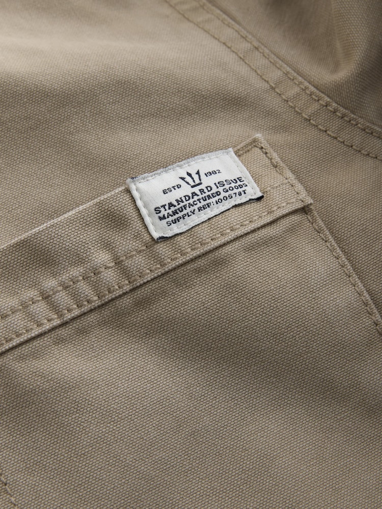 Ecru Corduroy Collar Canvas Shacket Overshirt - Image 6 of 6 Ecru Corduroy Collar Canvas Shacket Overshirt - Image 6 of 6