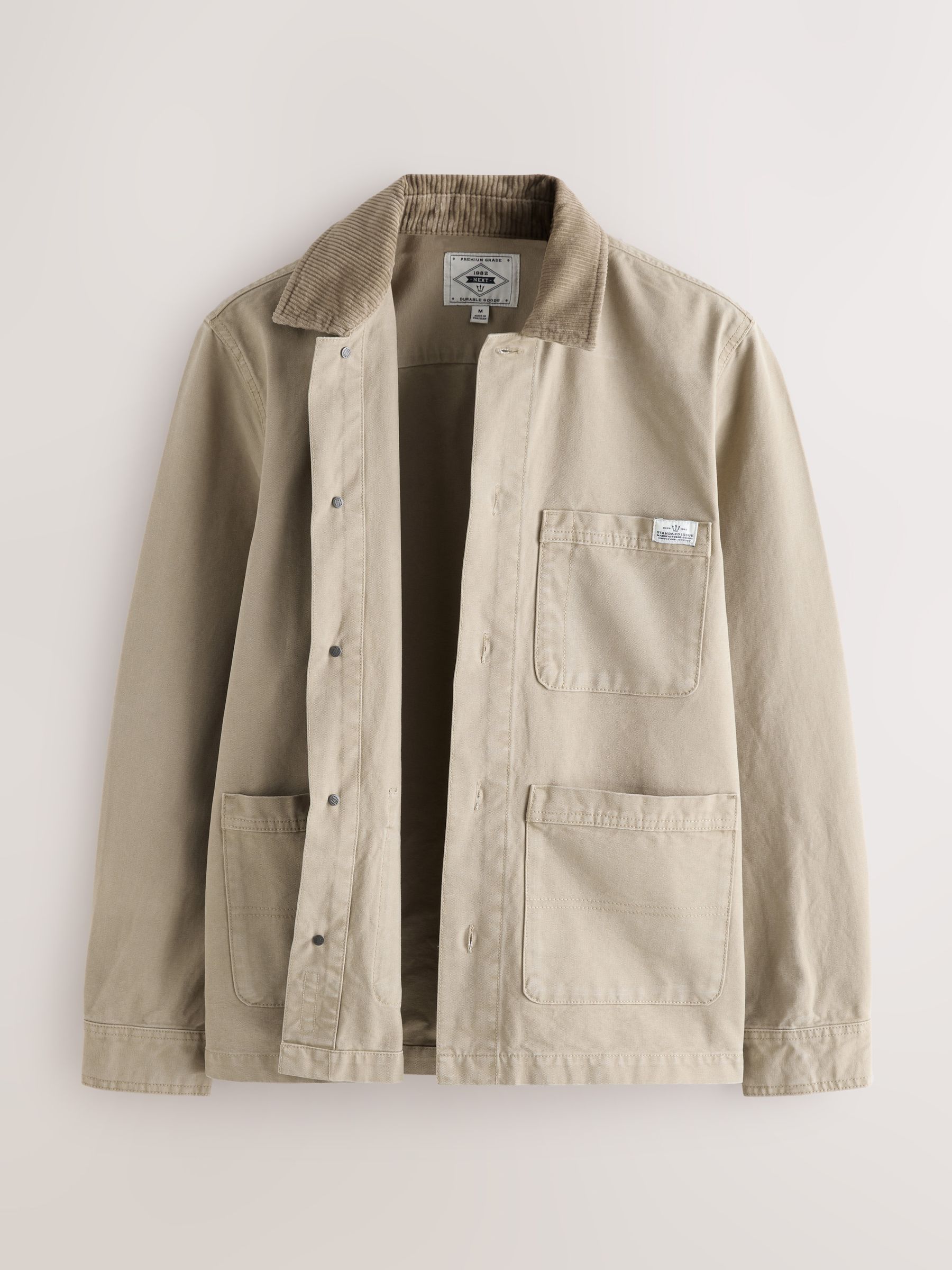 Comprar Ecru - Camisa Shacket de Lona com Gola de Veludo Cotelê