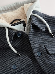Blue Borg Lined Hooded Check Shacket - Image 12 of 14