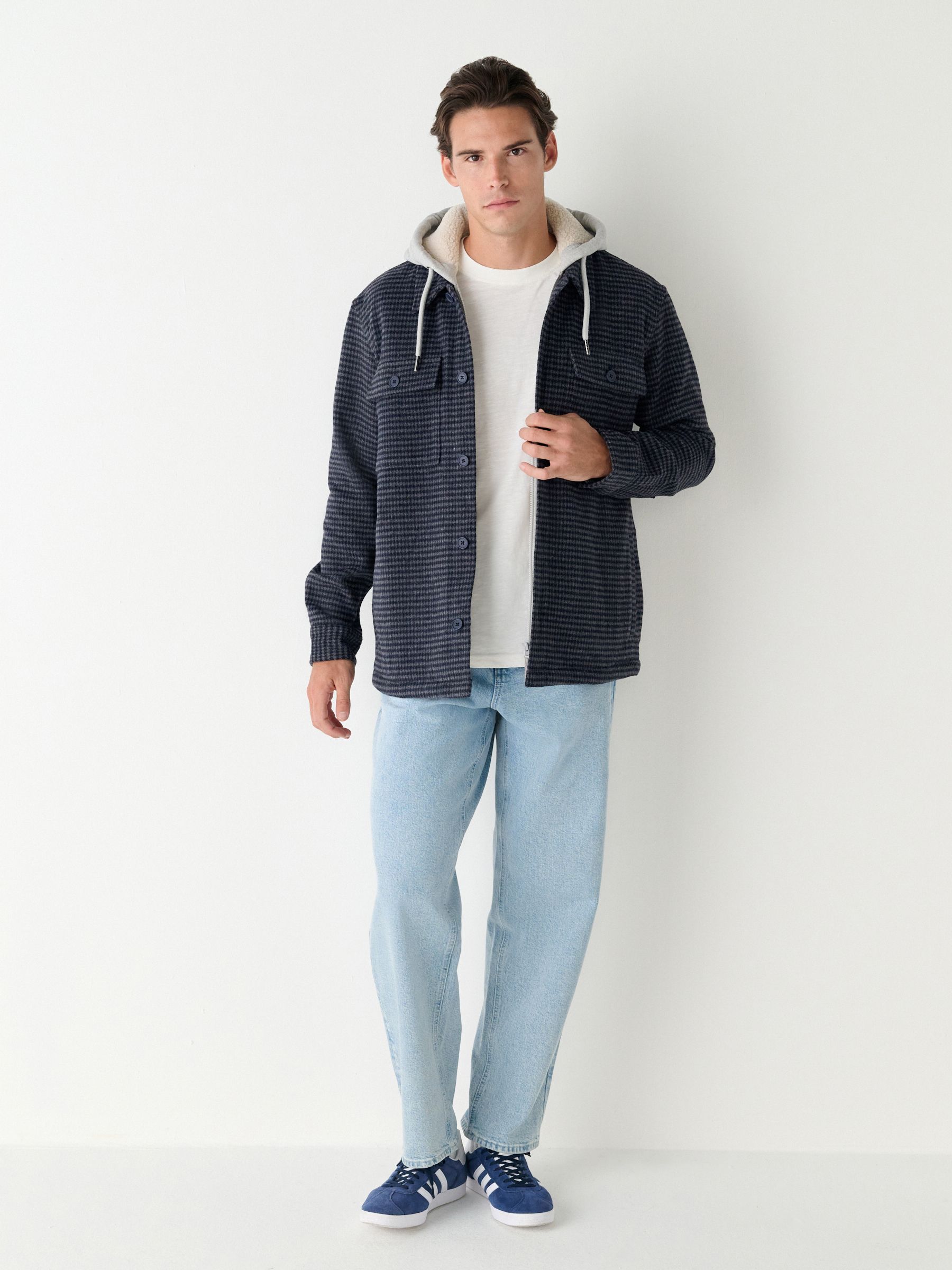 Buy Blue Borg Lined Hooded Check Shacket from Next USA