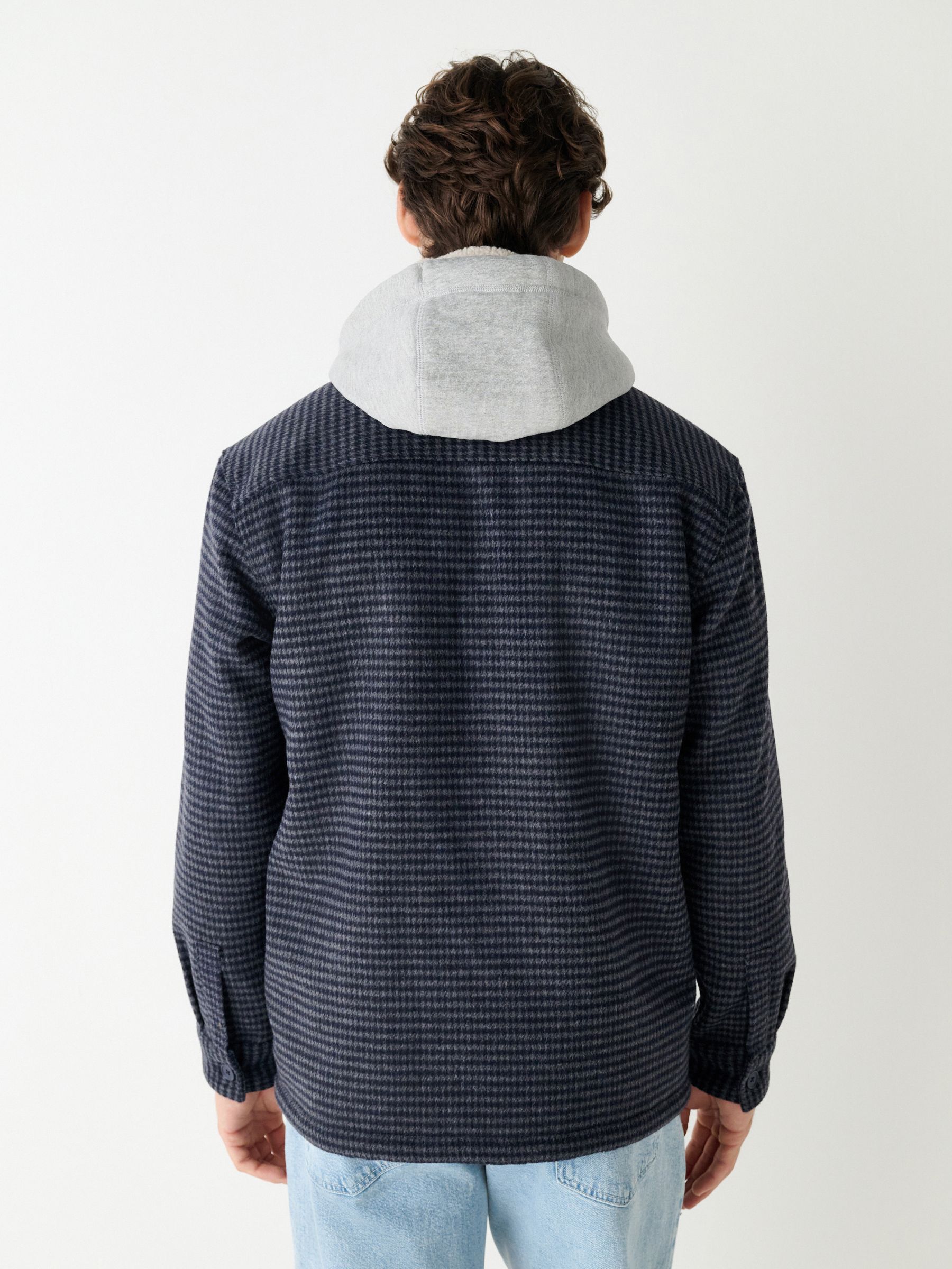 Buy Blue Borg Lined Hooded Check Shacket from Next USA