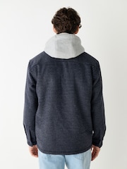 Blue Borg Lined Hooded Check Shacket - Image 3 of 14