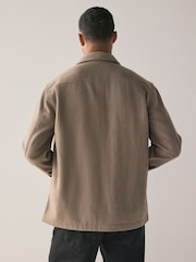 Neutral Twin Pocket Shacket Overshirt with Wool - Image 3 of 9