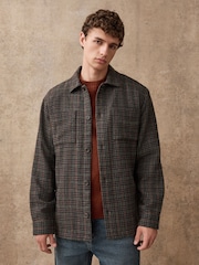 Brown Houndstooth Check Shacket - Image 1 of 9