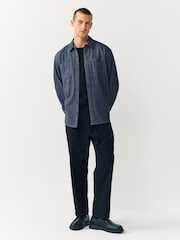 Blue Herringbone Shacket Overshirt - Image 2 of 8