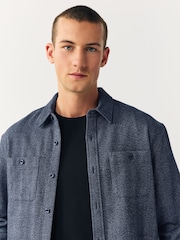 Blue Herringbone Shacket Overshirt - Image 3 of 8