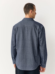 Blue Herringbone Shacket Overshirt - Image 4 of 8