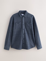 Blue Herringbone Shacket Overshirt - Image 6 of 8