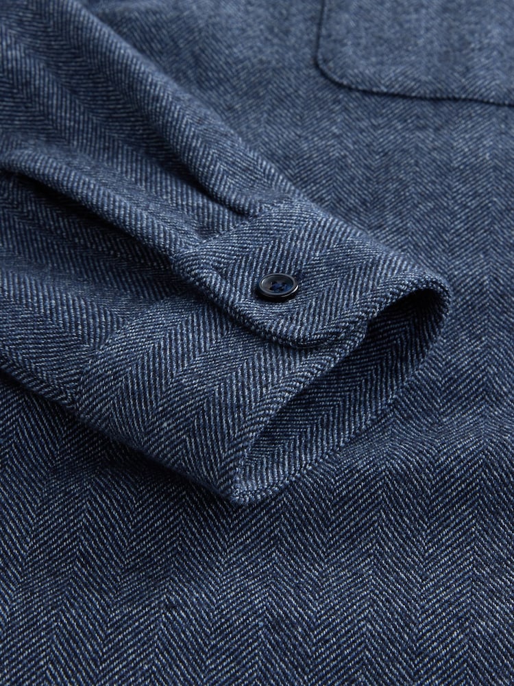 Blue Herringbone Shacket Overshirt - Image 8 of 8