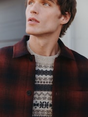 Rust Brown Borg Lined Check Shacket - Image 8 of 9