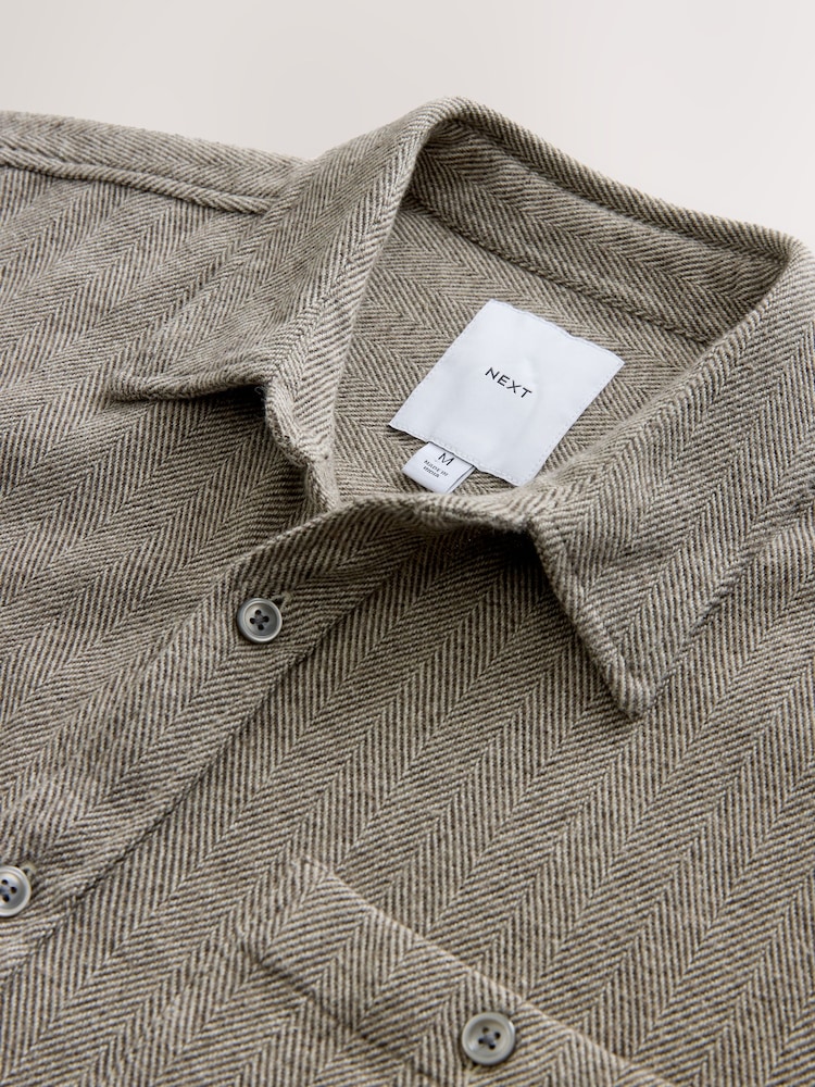 Grey Herringbone Shacket Overshirt - Image 3 of 3