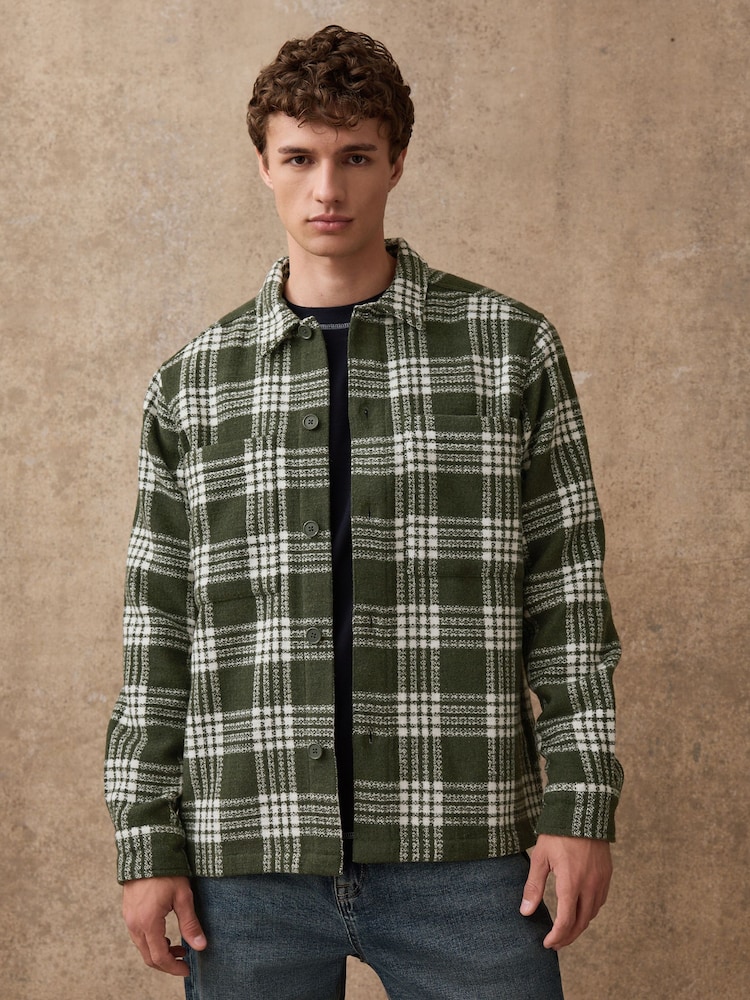 Green Check Twill Shacket - Image 2 of 9