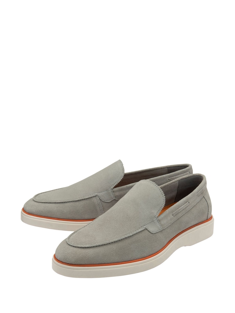 Frank Wright Grey Mens Suede Slip-On Loafers - Image 2 of 4