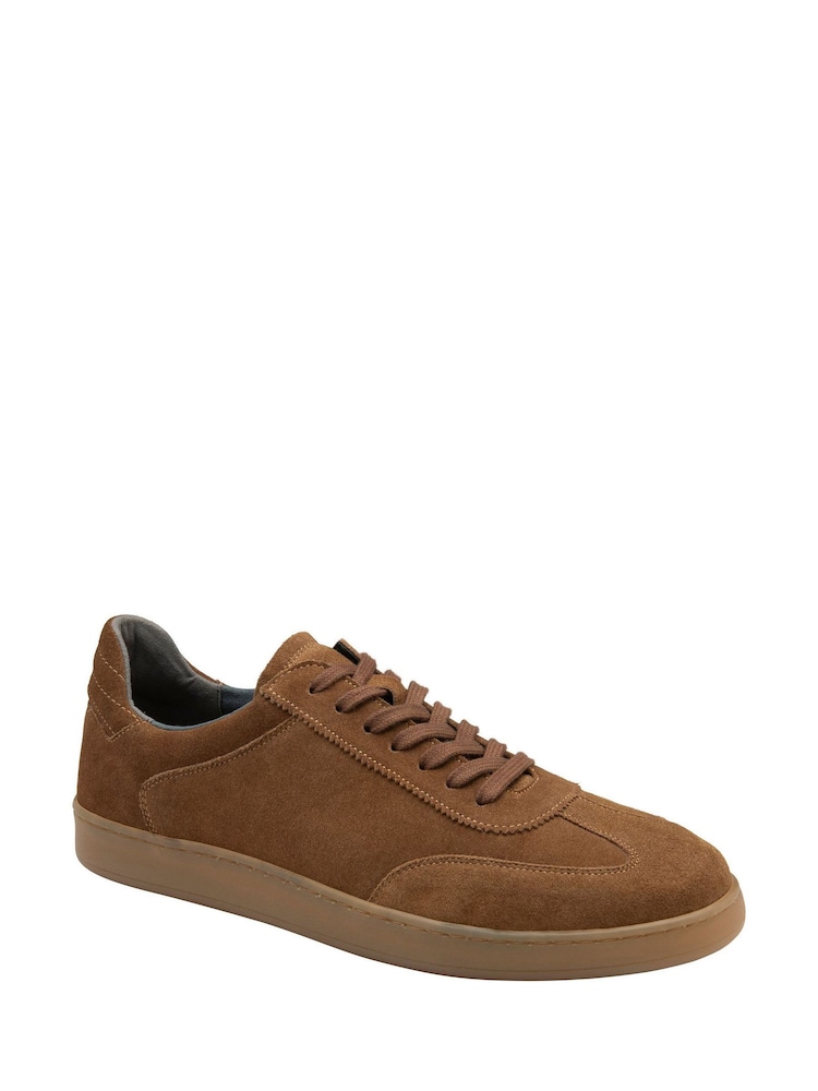 Frank Wright Brown Mens Suede Lace-Up Trainers - Image 1 of 4