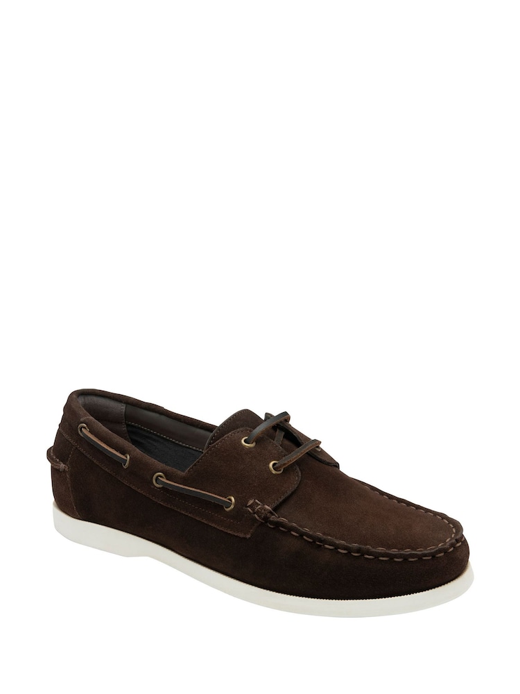 Frank Wright Brown Suede Mens Leather Slip-On Boat Shoes - Image 1 of 4